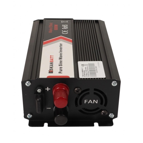 Inverter 12V 600W Ren Sinus SKANBATT - Bilde 3