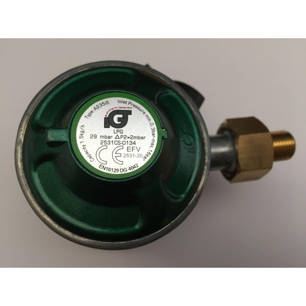 Regulator IGT 30mbar Click-on 1/4"V m/slangebruddsventil - Bilde 2