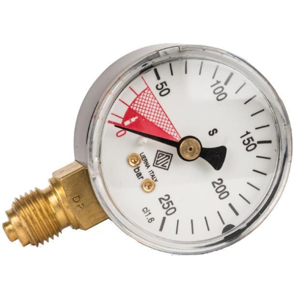 Manometer klokke, flasketrykk 0-250 bar