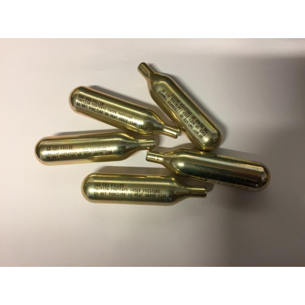 Co2 patron, 16 gram Gull eller Sølv 5 pk