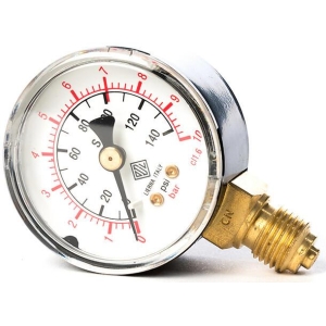 Manometer arbeidstrykk, 1/4" NPT gjenger 0-7 bar.