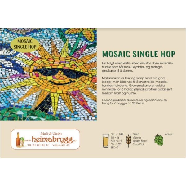 Mosaic Single Hop, til ca 23 l øl.