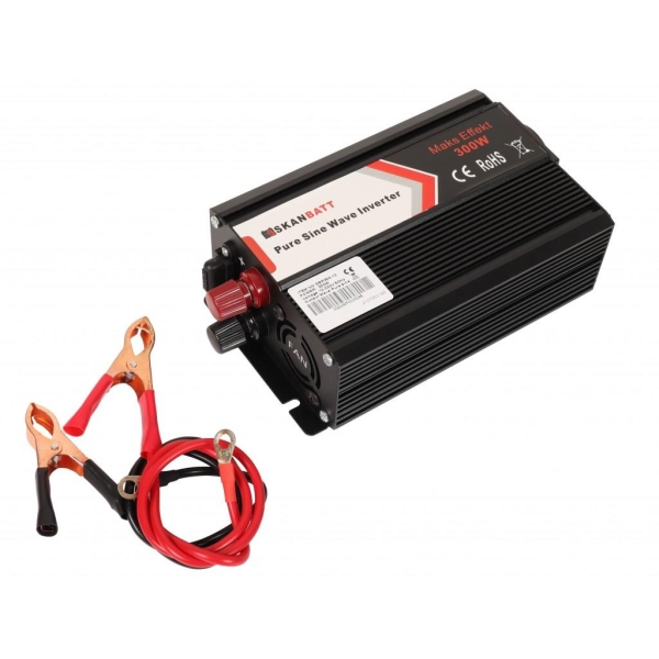 Inverter 12V 300W Ren Sinus SKANBATT - Bilde 2