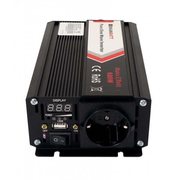 Inverter 12V 600W Ren Sinus SKANBATT - Bilde 4
