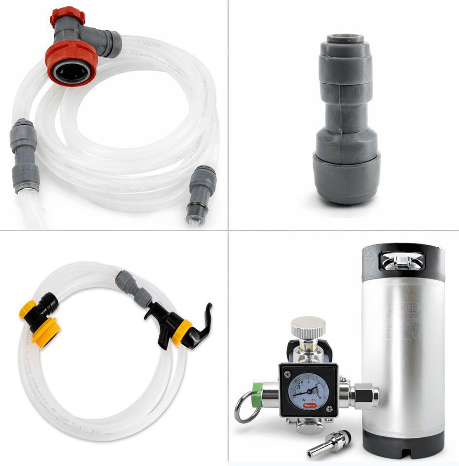 Fatpakke, corneliusfat m/minireg og slangepakke. Sodastream/patron.